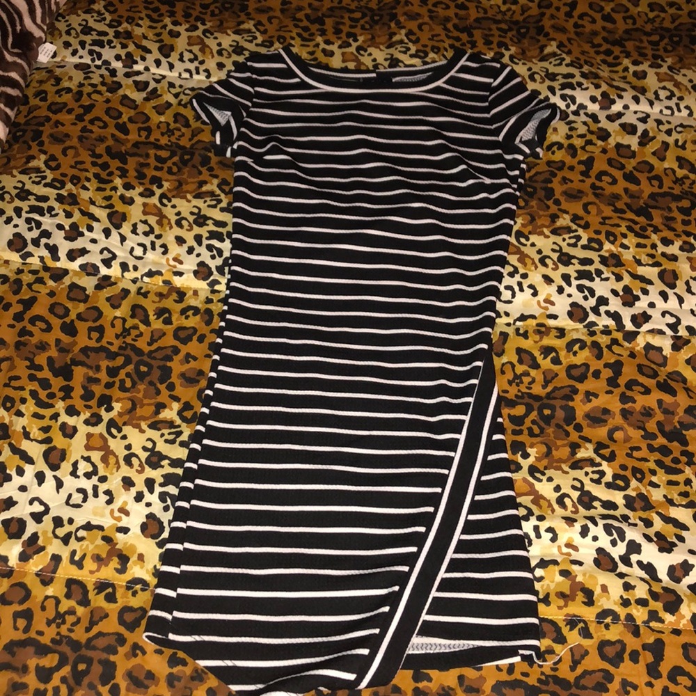 Black and white striped dress